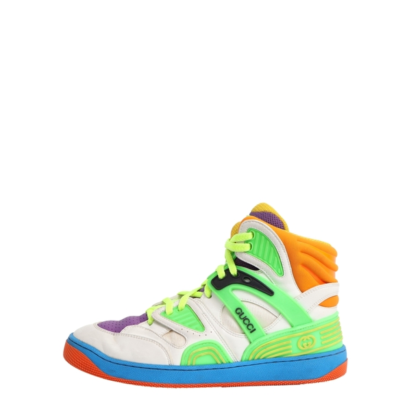 Mixed Material Basket High-Top Sneakers Multicolour