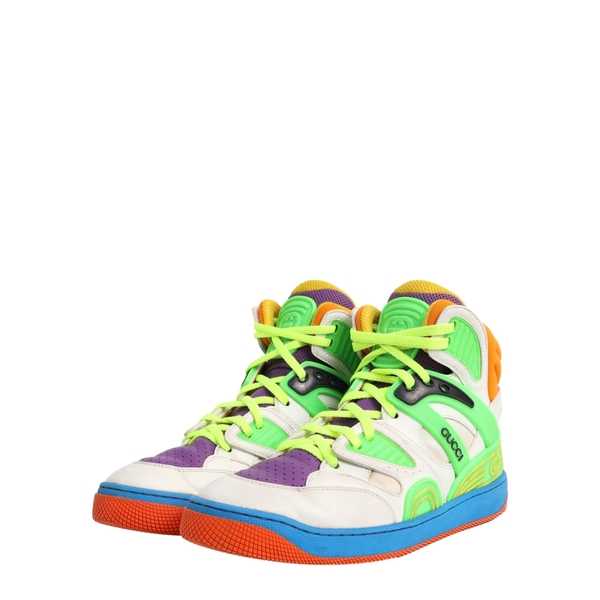 Mixed Material Basket High-Top Sneakers Multicolour