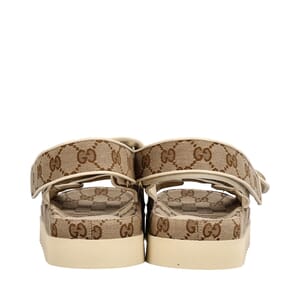 Canvas GG Marmont Sandals Beige/Ivory, view 3