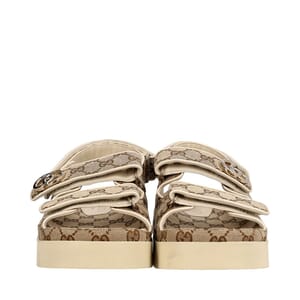 Canvas GG Marmont Sandals Beige/Ivory, view 4
