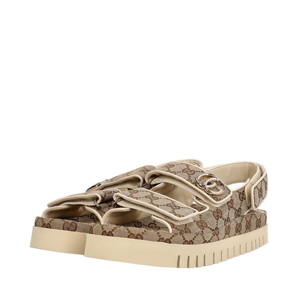 Canvas GG Marmont Sandals Beige/Ivory