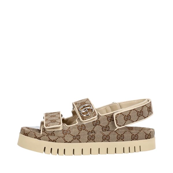 Canvas GG Marmont Sandals Beige/Ivory