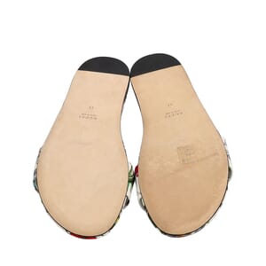 Canvas Horsebit Slide Sandals Floral, view 5