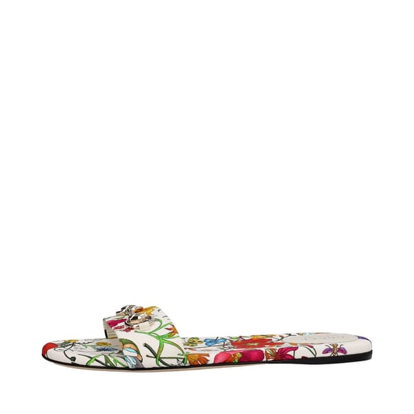 Canvas Horsebit Slide Sandals Floral