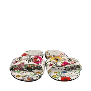 Canvas Horsebit Slide Sandals Floral, view 3