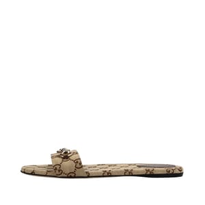 Canvas GG Horsebit Slide Sandals Beige/Brown, view 2