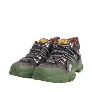 Mixed Material Flashtrek Sneakers Black/Green