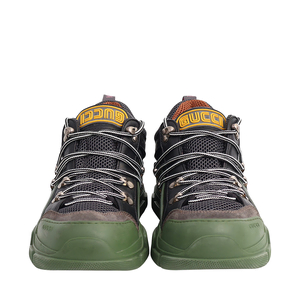 Mixed Material Flashtrek Sneakers Black/Green, view 3