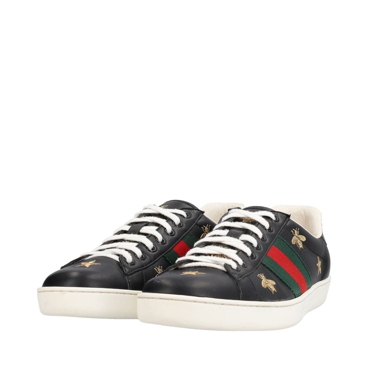 Leather Ace Bee Embroidered Sneakers Black