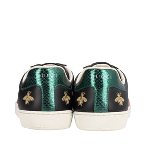 Leather Ace Bee Embroidered Sneakers Black, view 4