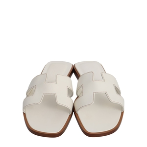Leather Oran Sandals White, view 4