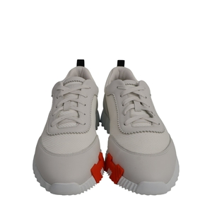 Leather/Mesh Bouncing Sneakers Blanc, view 3