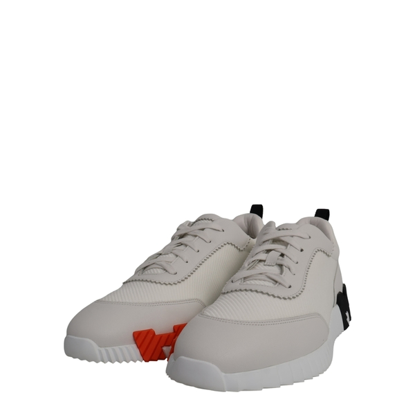 Leather/Mesh Bouncing Sneakers Blanc