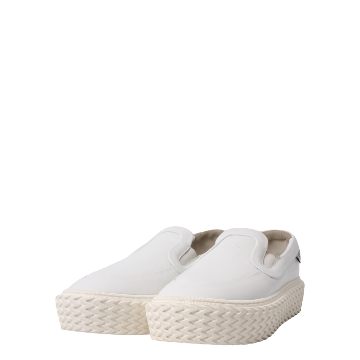 LANVIN Leather Curbies Slip On Sneakers White | Luxity