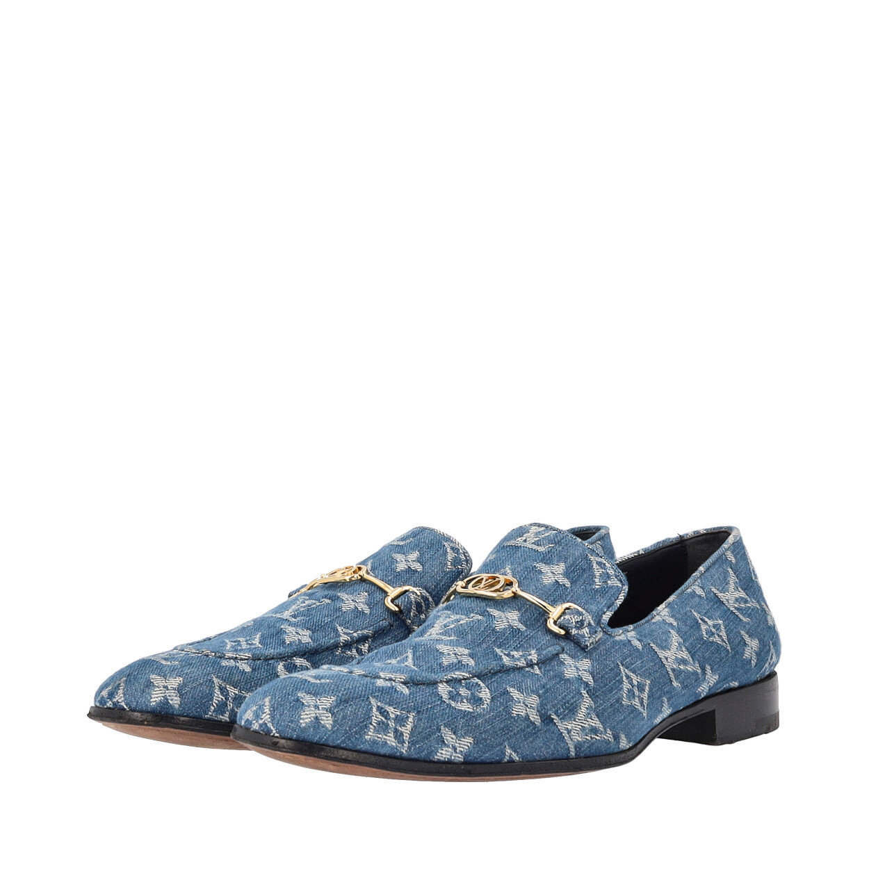 LOUIS VUITTON Monogram Denim Souliers Club Loafers Blue  display picture 2