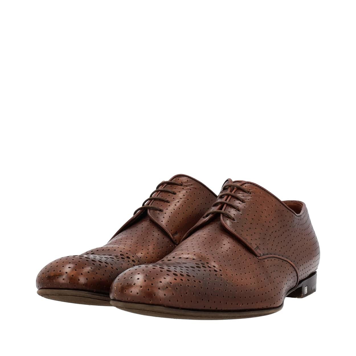 LOUIS VUITTON Perforated Leather Oxford Shoes Brown | Luxity