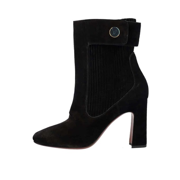 Suede Stretch Ankle Boots Black