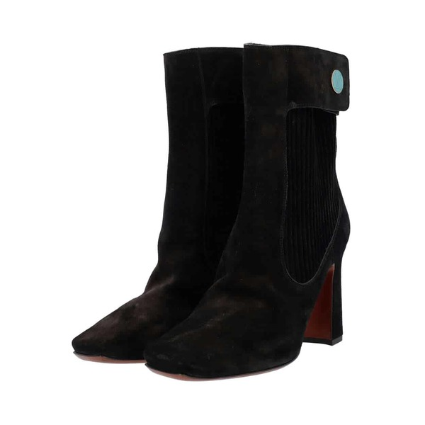 Suede Stretch Ankle Boots Black
