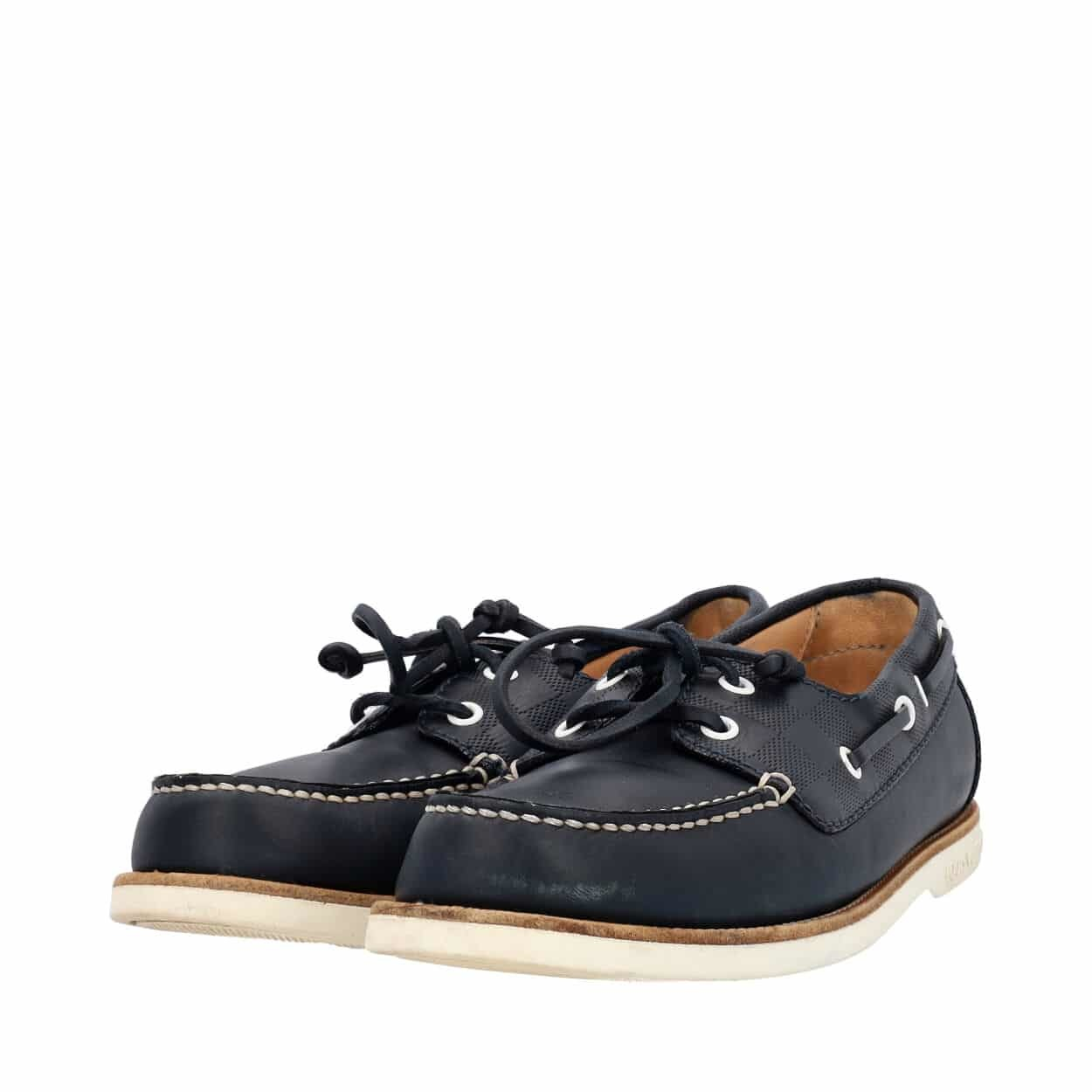 LOUIS VUITTON Leather Boat Shoes Navy | Luxity