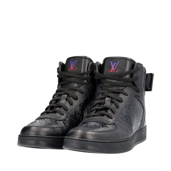 Leather Embossed Rivoli High Top Sneakers Black