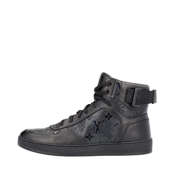 Leather Embossed Rivoli High Top Sneakers Black