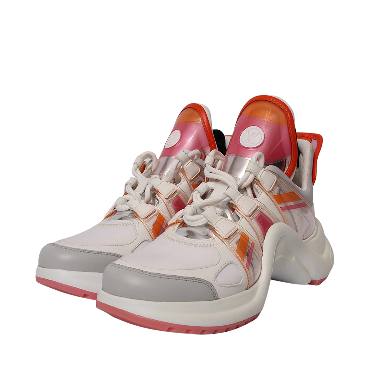 LOUIS VUITTON Mixed Material Archlight Sneakers White/Orange 