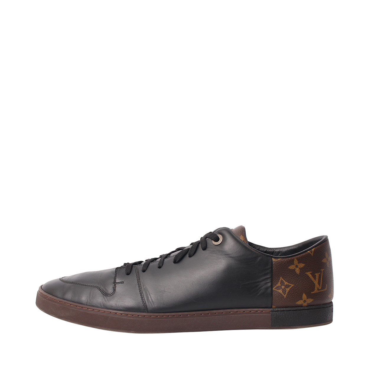 LOUIS VUITTON Leather Monogram Line Up Sneakers Black | Luxity