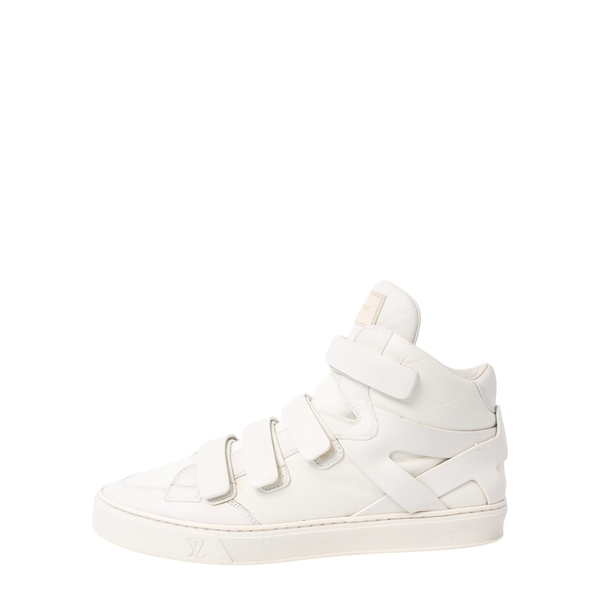 Leather High Top Boxing Sneakers White