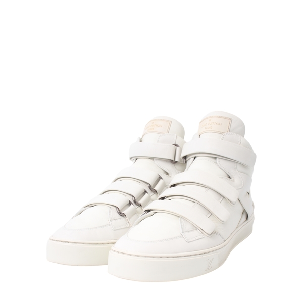 Leather High Top Boxing Sneakers White