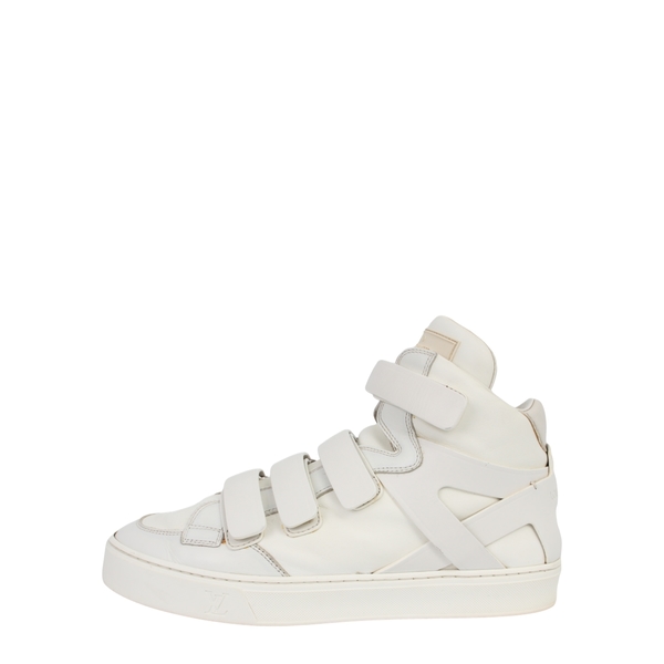 Leather High Top Boxing Sneakers White