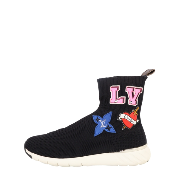 Knit Star Patch Sock Sneakers Black