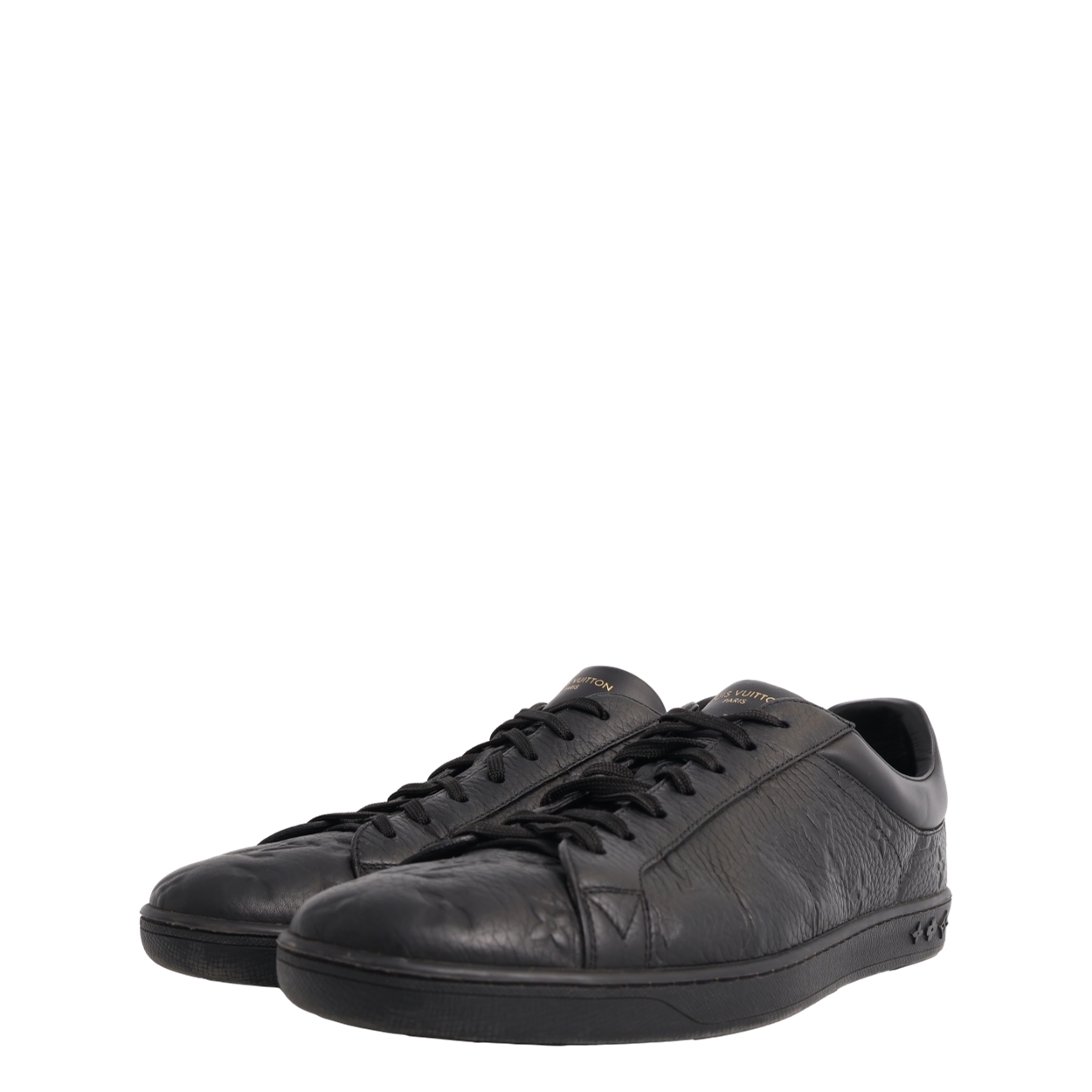 LOUIS VUITTON Leather Embossed Luxembourg Sneakers Black | Luxity