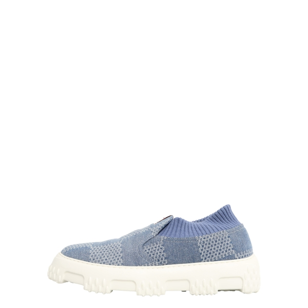 Denim Damier Space Lander Slip On Sneakers Blue