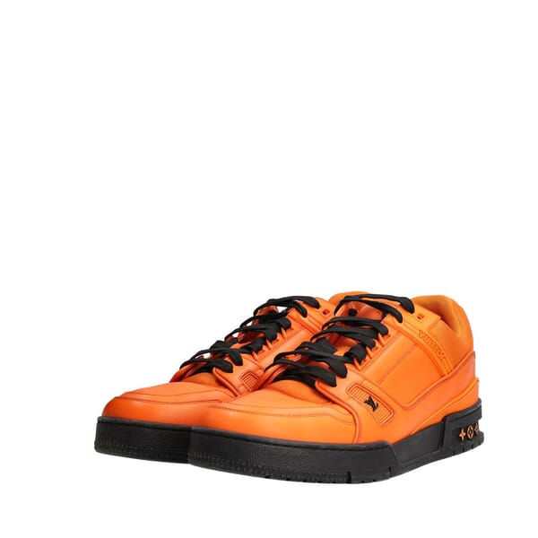 Leather LV Trainer Sneakers Orange/Black