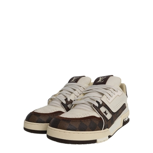 LOUIS VUITTON Mixed Material LV Trainer Sneakers Brown/White | Luxity