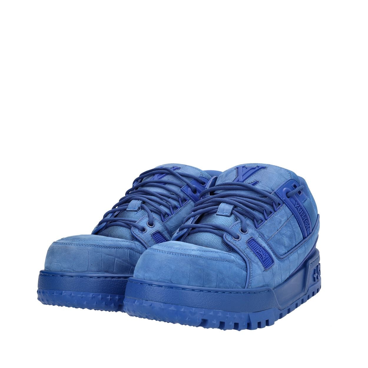 LOUIS VUITTON Croc Embossed LV Maxi Sneakers Blue | Luxity