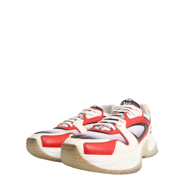 Mixed Material Pulse Sneakers Red/White