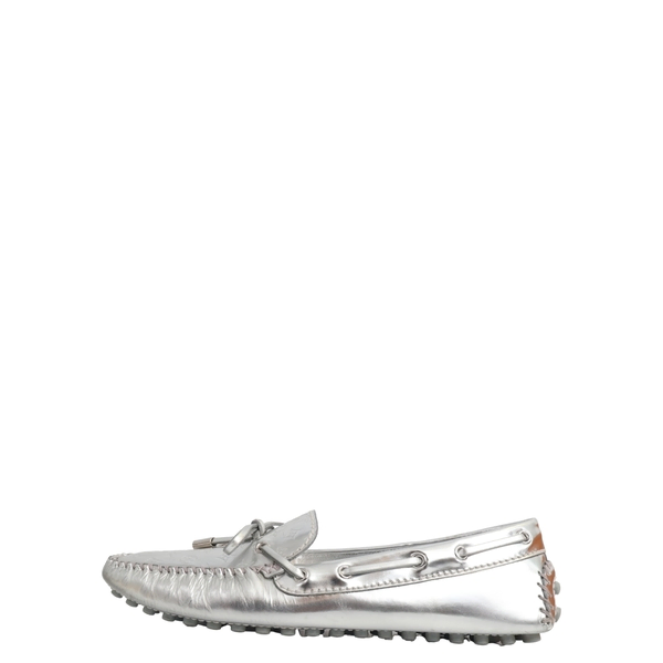 Metallic Leather Empreinte Gloria Loafers Silver