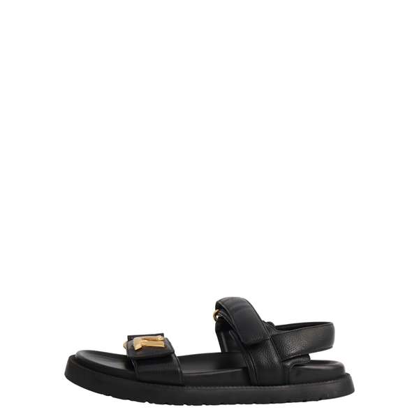 Leather LV Sunset Flat Comfort Sandalor Black