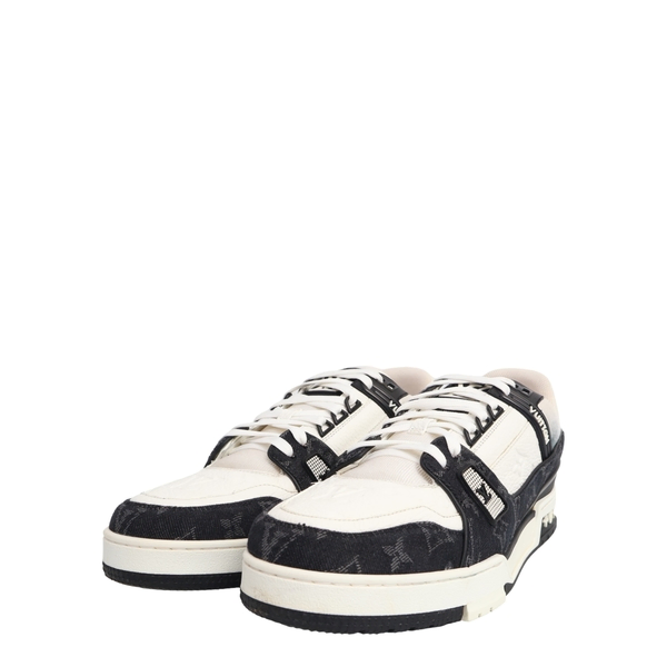 Mixed Material LV Trainer Sneakers White/Black