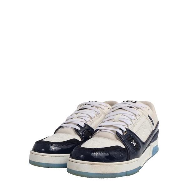 Mixed Material LV Trainer Sneakers White/Blue