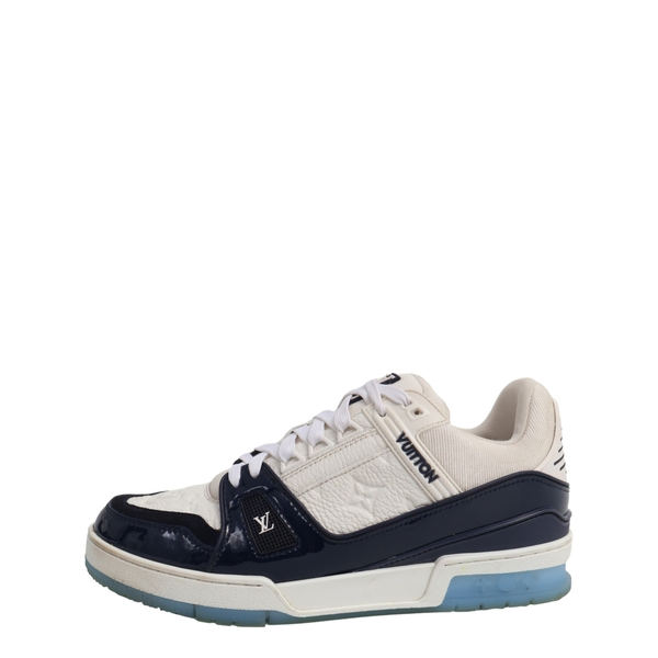 Mixed Material LV Trainer Sneakers White/Blue