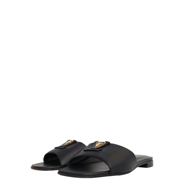 Leather Mare Flat Mules Black