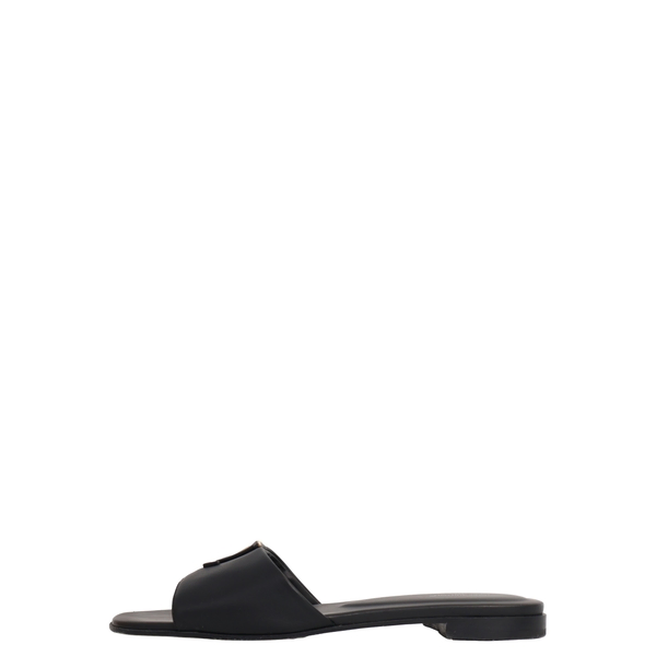 Leather Mare Flat Mules Black