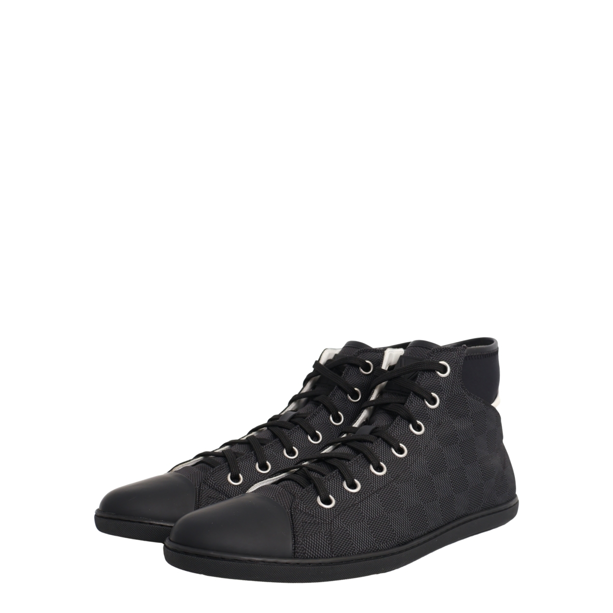 Nylon Damier Baseball High Top Sneakers Black