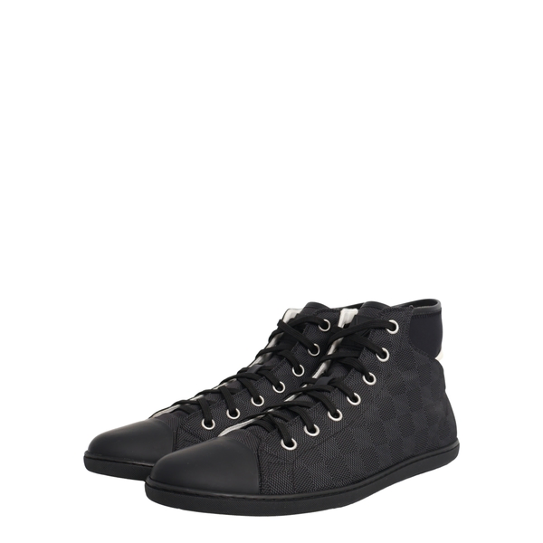Nylon Damier Baseball High Top Sneakers Black