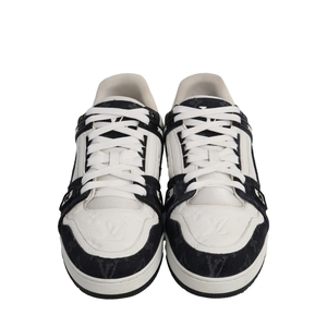 Mixed Material LV Trainer Sneakers Black/White, view 3
