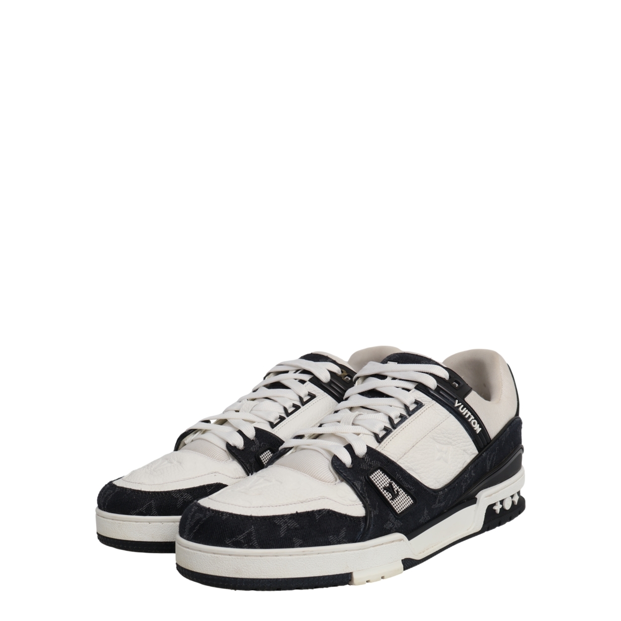 Mixed Material LV Trainer Sneakers Black/White