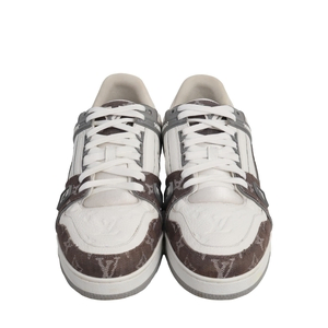 Mixed Material LV Trainer Sneakers White/Grey, view 4