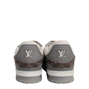 Mixed Material LV Trainer Sneakers White/Grey, view 3